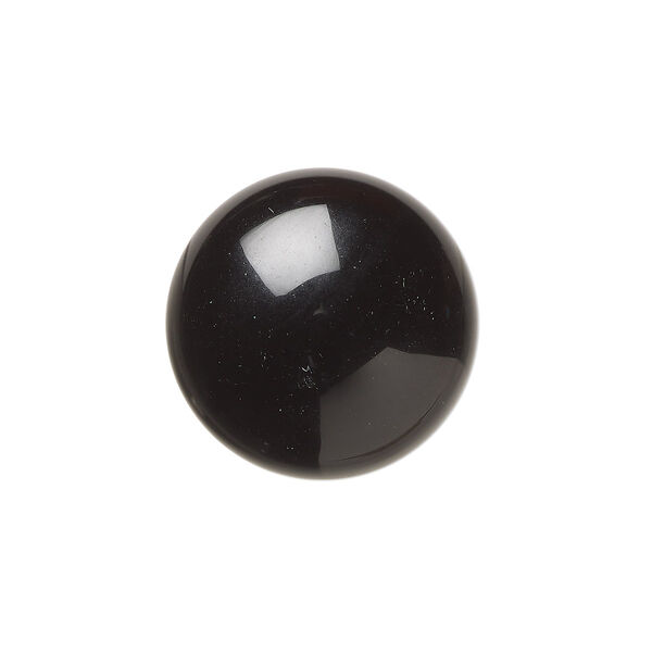 Cabochon, black onyx (dyed), 18mm calibrated round, B grade, Mohs hardness 6-1/2 to 7. Sold per pkg of 2. image number 0