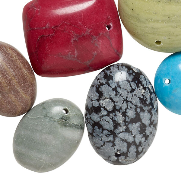 Multi-gemstone / glass 1pkg10, mixed shape drop mix 14x14mm-25mm image number 1