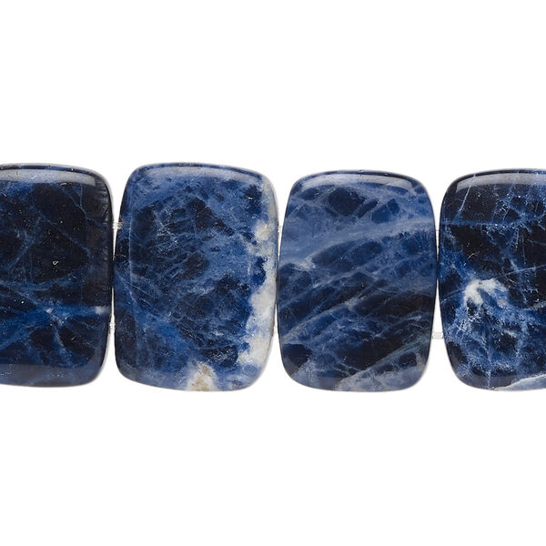 Bead, sodalite (natural), 18x13mm double-drilled rectangle with 0.5-1.5mm holes, B grade, Mohs hardness 5 to 6. Sold per 8-inch strand, approximately 15 beads. image number 0