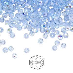 Bead 24pk light sapphire AB, Preciosa Czech crystal 3mm round