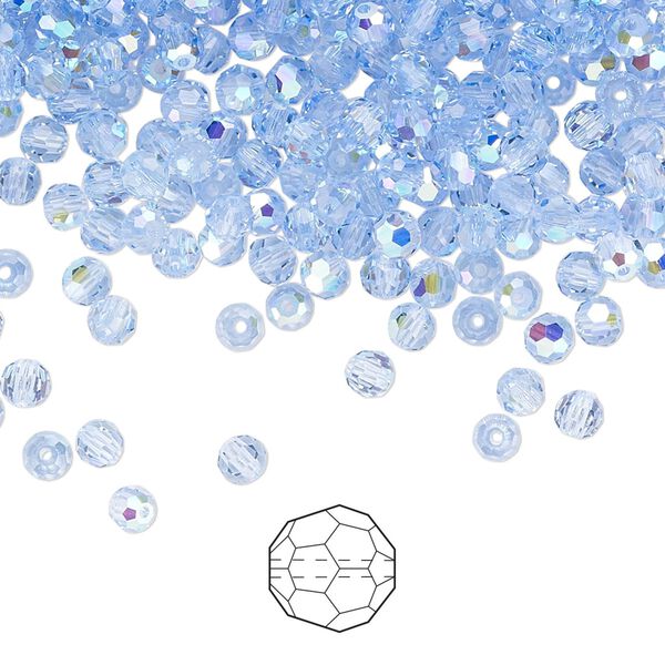 Bead 24pk light sapphire AB, Preciosa Czech crystal 3mm round image number 0