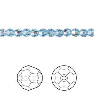 Bead 12pk aquamarine shimmer, Crystal Passions® 4mm round 5000