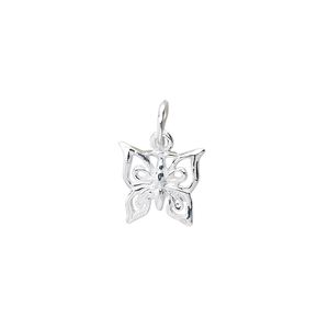 Charm, sterling silver, 12x11mm single-sided butterfly. Sold per pkg of 2.