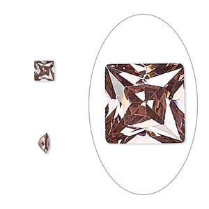 Gem, cubic zirconia, alexandrite purple, 4mm faceted square, Mohs hardness 8-1/2. Sold per pkg of 2.