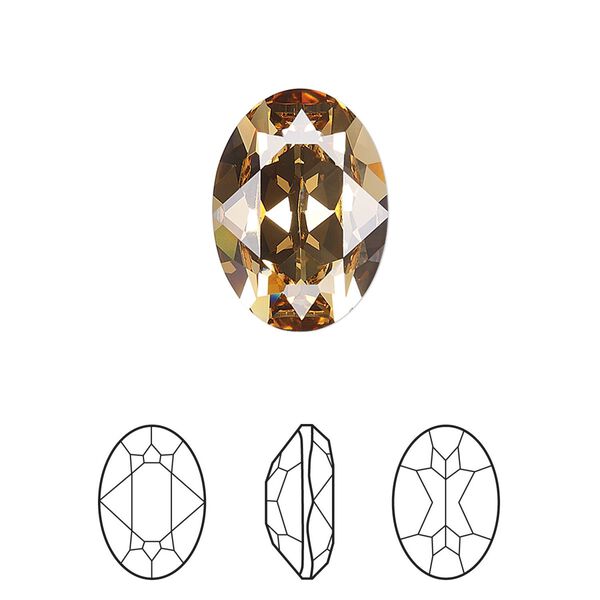 Fancy stone 6pk light Colorado topaz foil back, Crystal Passions® 18x13mm oval 4120 image number 0