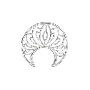 Component, sterling silver, 23mm open fancy naja. Sold individually.