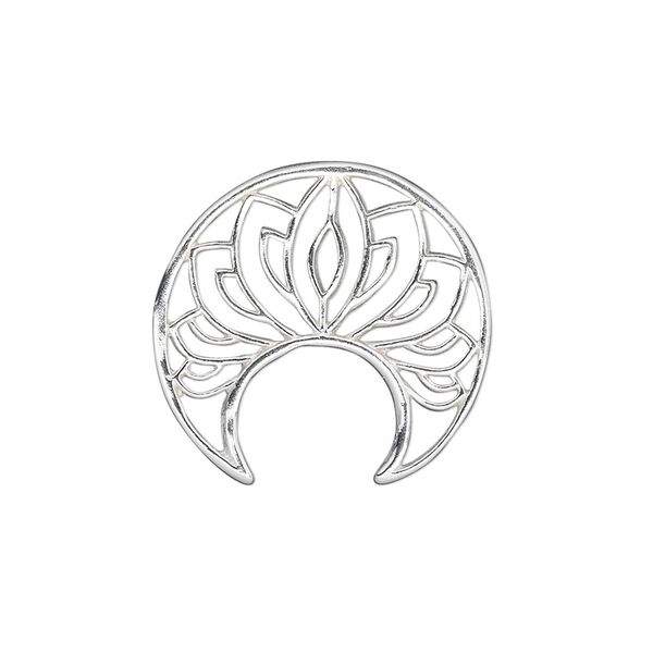 Component, sterling silver, 23mm open fancy naja. Sold individually. image number 0
