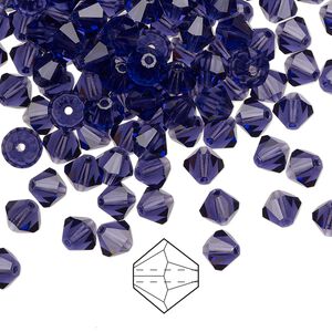 Bead 24pk deep tanzanite, Preciosa Czech crystal 5mm bicone