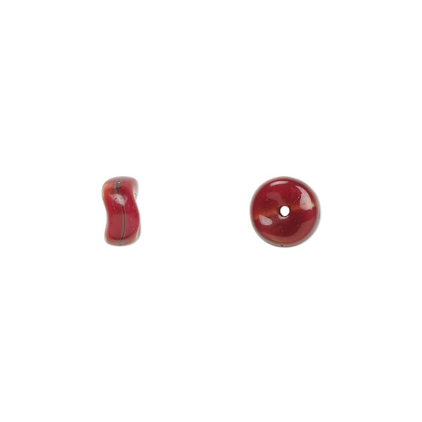 Bead, Czech pressed glass, red/black, 7x3mm rondelle. Sold per 15" to 16" strand. image number 0