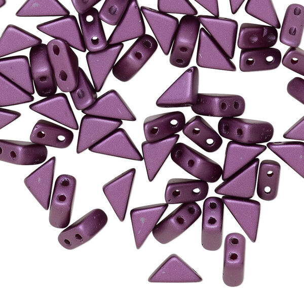 Bead, Tango™, Czech pressed glass, opaque pastel bordeaux, 8x6x6mm triangle with (2) 0.7-0.8mm holes. Sold per 10-gram pkg, approximately 65 beads. image number 0