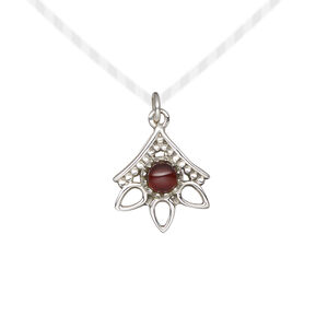 Garnet / sterling silver 1pkg1, antiqued open beaded drop natural 14x12.5mm