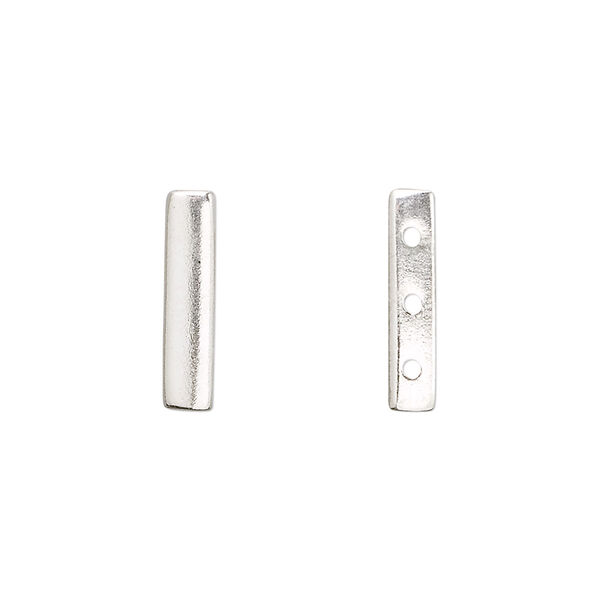 Spacer bar, sterling silver, 16x3.5mm 3-strand smooth rectangle. Sold individually. image number 0