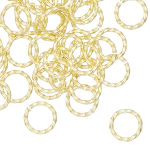 Jump ring, brass, 10mm hand-cut twisted round, 7.5mm inside diameter, 16 gauge. Sold per pkg of 50.