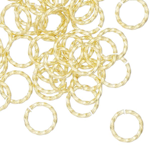 Jump ring, brass, 10mm hand-cut twisted round, 7.5mm inside diameter, 16 gauge. Sold per pkg of 50. image number 0