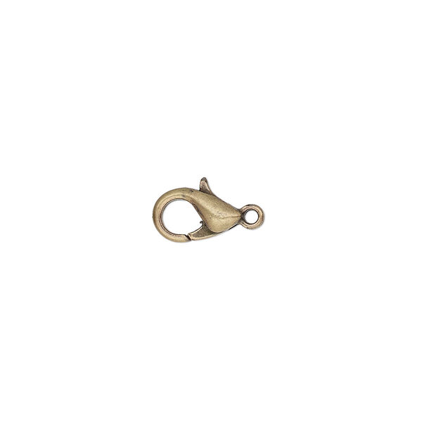 Clasp, lobster claw, antique gold-plated "pewter" (zinc-based alloy), 10x6mm. Sold per pkg of 10. image number 0