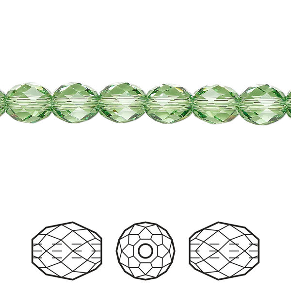 Bead 4pk peridot, Crystal Passions® Regenerated 7x6mm olive briolette 5044 image number 0