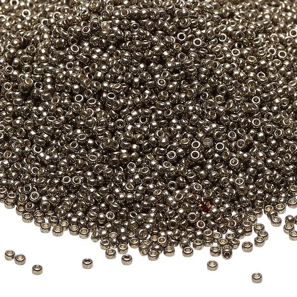 Seed bead, Miyuki, glass, pkg/35g, #15 rocaille, Duracoat® opaque galvanized pewter, (RR-4222). image number 0