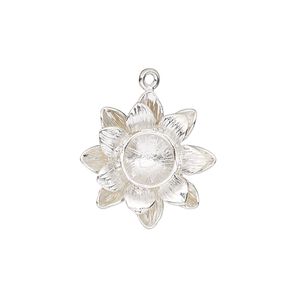 Drop, JBB Findings, sterling silver, 20x19mm single-sided flower with SS39 4-prong rivoli setting. Sold individually.