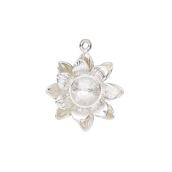 Drop, JBB Findings, sterling silver, 20x19mm single-sided flower with SS39 4-prong rivoli setting. Sold individually. image number 0