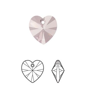 Drop 2pk crystal antique pink, Crystal Passions® 14mm pendant heart 6228