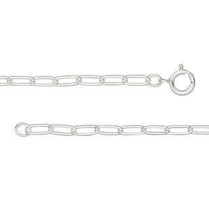 Chain 1pkg1 sterling silver paperclip, 2.6mm / springring clasp, 18 inch