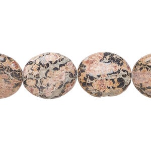Leopardskin jasper 1pkg1, puffed oval bead natural, 15 inch 15x14mm-16x15mm
