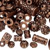 Bead mix, antiqued copper- finished plastic, 6.5x2mm-25x19.5mm mixed shape. Sold per 250-gram pkg, approximately 1,300 beads. image number 0