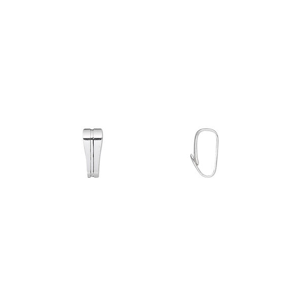 Bail, pendant, silver-plated brass, 7x3mm. Sold per pkg of 100. image number 0
