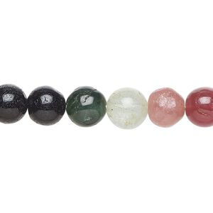 Multi-tourmaline 1pkg1, hand-cut round bead natural 14 inch 8-9mm