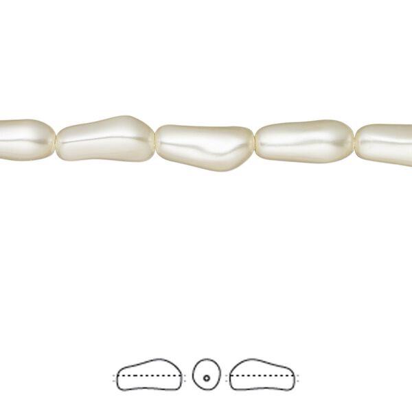 Pearl 10pk cream, Crystal Passions® 10x4mm baroque elongated 5844 image number 0