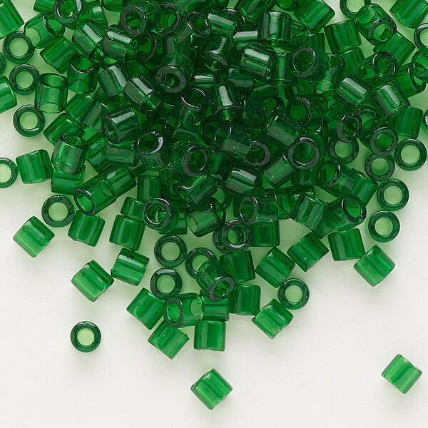 Seed bead, Delica®, glass, pkg/7.5g, #8 round, transparent green (DBL-0705). image number 0