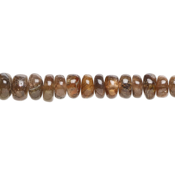 Bead, andalusite (natural), 4x2mm-7x5mm graduated hand-cut rondelle with 0.4-1.4mm hole, B grade, Mohs hardness 7 to 7-1/2. Sold per 17-inch strand. image number 0