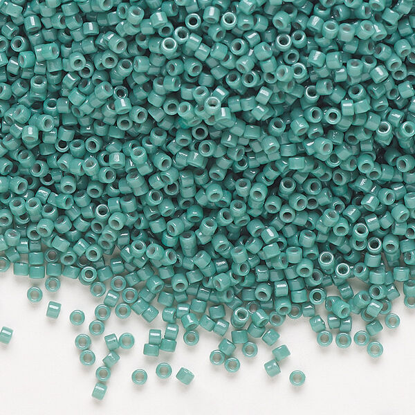 Seed bead, Delica®, glass, pkg/7.5g, #11 round, Duracoat® opaque outside dyed eucalyptus (DB-2131). image number 0