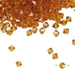 Bead 144pk topaz, Preciosa Czech crystal 4mm bicone