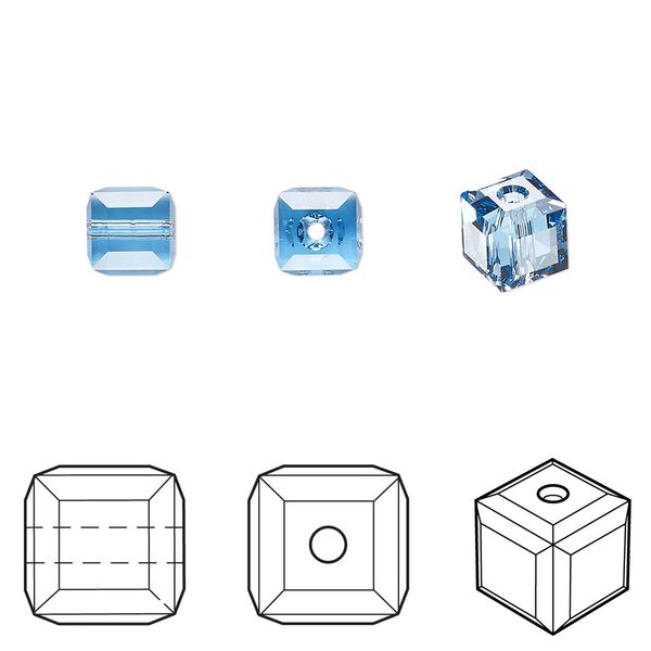 Bead 6pk cool blue, Crystal Passions® Regenerated 6mm cube 5601 image number 0