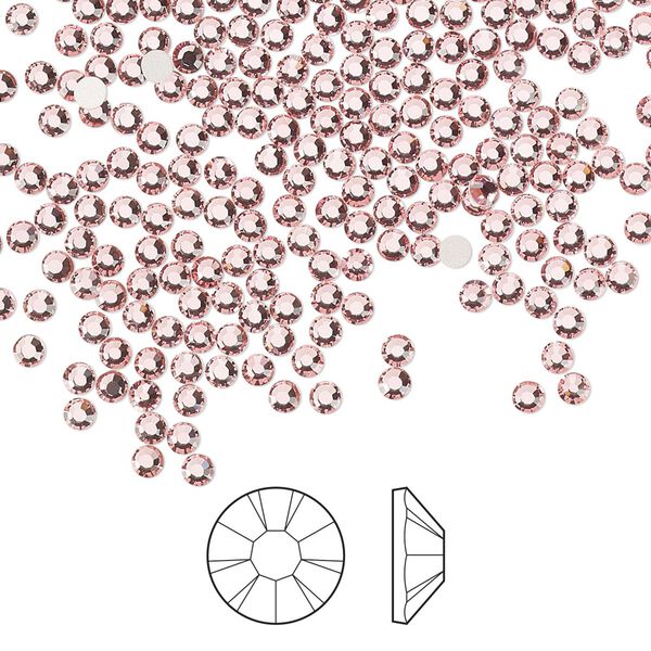 Flat back 144pk light rose foil back, Preciosa MAXIMA Czech crystal rhinestone 2.1-2.3mm chaton rose round SS7 image number 0