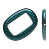 Bead, acrylic, turquoise blue and black, 45x32mm diagonally drilled flat open oval with snakeskin design and 29x17mm center hole. Sold per pkg of 24. image number 0