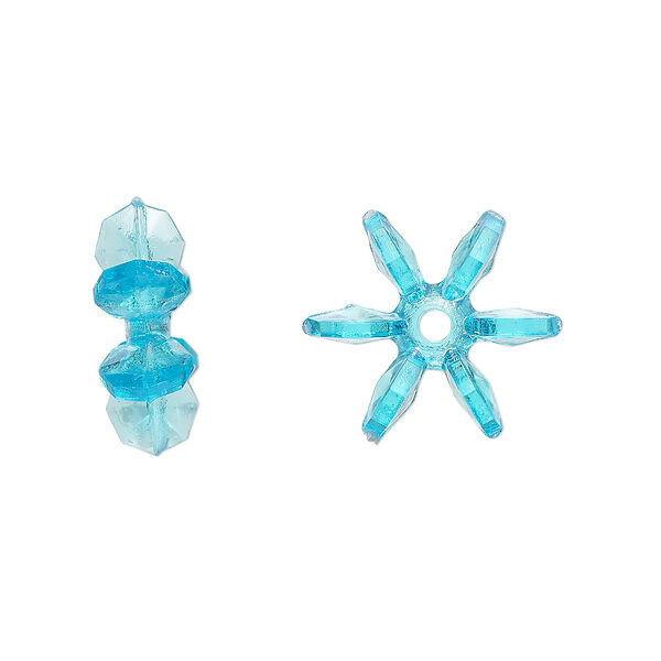 Bead, acrylic, transparent teal, 14x5mm paddle wheel. Sold per pkg of 500. image number 0