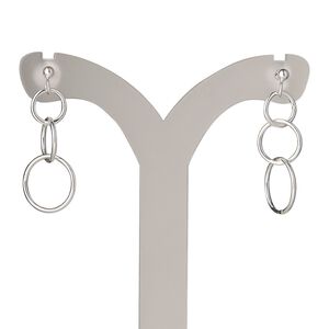 Earstud, Create Compliments®, sterling silver, 23.5mm triple round. Sold per pair.
