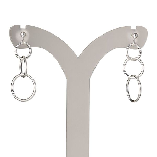 Earstud, Create Compliments®, sterling silver, 23.5mm triple round. Sold per pair. image number 0
