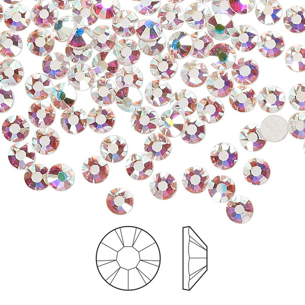 Flat back 144pk crystal AB foil back, Preciosa MAXIMA Czech crystal hotfix rhinestone 3.8-4mm chaton rose round SS16 image number 0