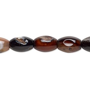Agate 1pkg1, oval bead 15 inch 11x8mm-13x9mm