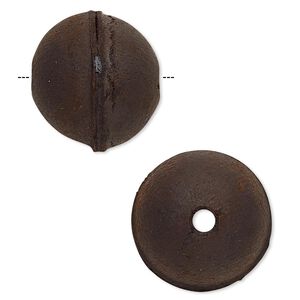 Bead, leather, dark brown, 16.5-20.5mm round. Sold individually.