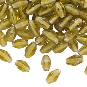 Bead, glass, translucent brown AB, 8x6mm-9x6mm double cone. Sold per 2-ounce pkg, approximately 210 beads.