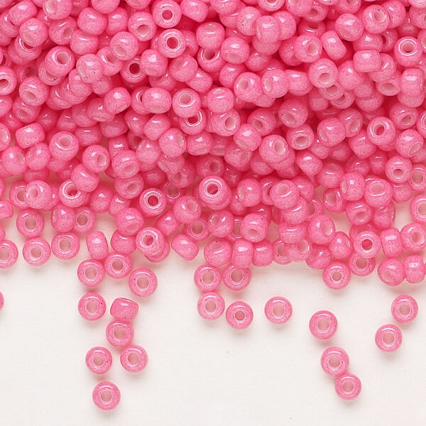 Seed bead, Miyuki, glass, pkg/50g, #8 rocaille, opaque outside dyed carnation pink, (RR-1371). image number 0