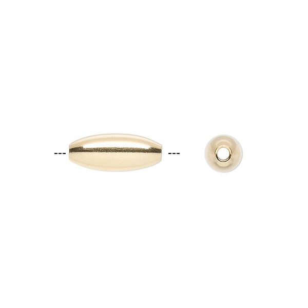 Bead, 14Kt gold-filled, 13x5.5mm smooth oval. Sold per pkg of 2. image number 0