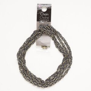 Chain and finding assortment, 1pkg7, antique silver-finished / antique brass-finished steel, 5mm rope chain / 10x6mm lobster claw clasp / 6mm 20-gauge open jump ring.