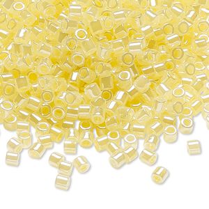 Seed bead, Delica®, glass, pkg/250g, #8 round, opaque inside dyed color luster light lemon ice (DBL-0232).