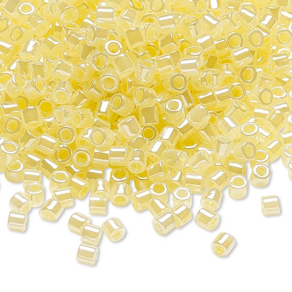 Seed bead, Delica®, glass, pkg/250g, #8 round, opaque inside dyed color luster light lemon ice (DBL-0232). image number 0