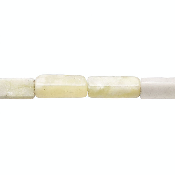 Bead, green jungle "jasper" (serpentine) (natural), 12x4mm-13x5mm square tube, C- grade, Mohs hardness 2-1/2 to 6. Sold per 15-inch strand. image number 0